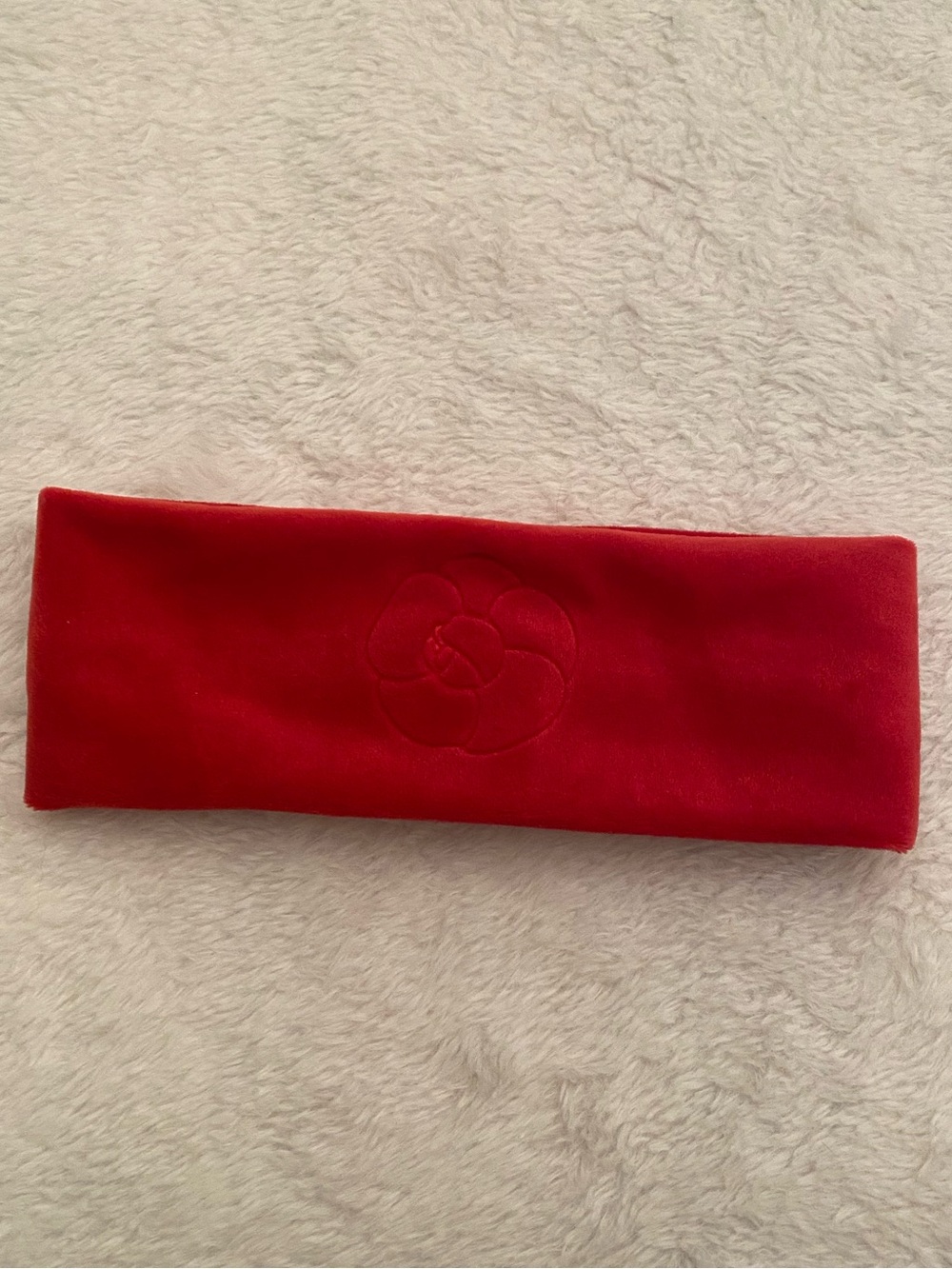 CHANEL Red Quilted Camellia Logo Headband - Women Accessories